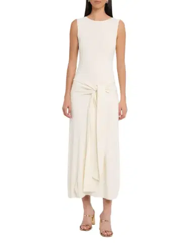 Lapointe Waist-Tie Sleeveless Matte Viscose Midi Dress | Thumbnail 1