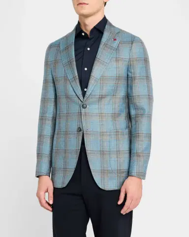 Isaia Men 's Wool-Blend Plaid Sport Coat | Thumbnail 4