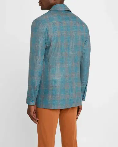 Stefano Ricci Men's Plaid Four-Pocket Field Jacket | Thumbnail 3 Stefano Ricci Men's Plaid Four-Pocket Field Jacket | Thumbnail 3