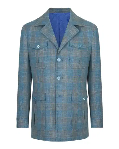 Stefano Ricci Men's Plaid Four-Pocket Field Jacket | Thumbnail 1 Stefano Ricci Men's Plaid Four-Pocket Field Jacket | Thumbnail 1
