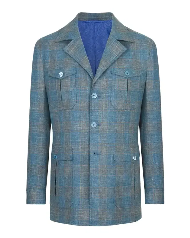 Stefano Ricci Men 's Plaid Four-Pocket Field Jacket