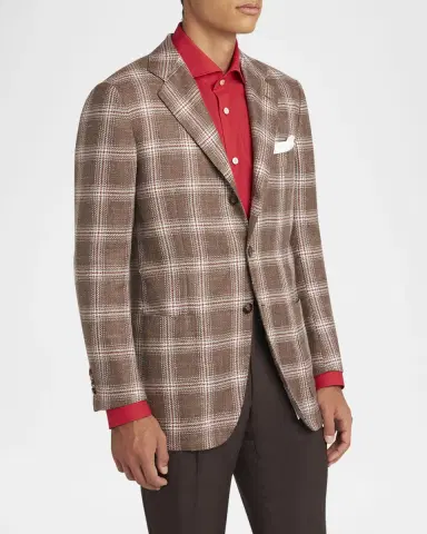 Kiton Men's Cashmere-Blend Plaid Sport Coat | Thumbnail 3