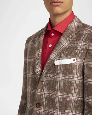 Kiton Men's Cashmere-Blend Plaid Sport Coat | Thumbnail 5