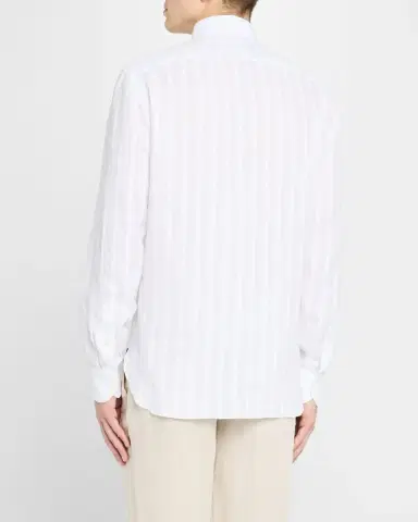 Isaia Men's Tonal Stripe Sport Shirt | Thumbnail 3