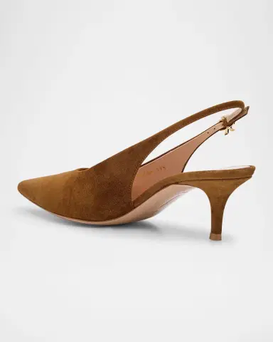 Gianvito Rossi Suede Kitten Slingback Pumps | Thumbnail 3