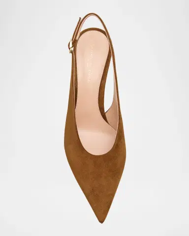 Gianvito Rossi Suede Kitten Slingback Pumps | Thumbnail 5