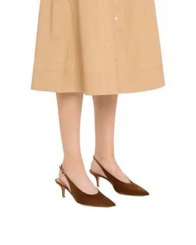 Gianvito Rossi Suede Kitten Slingback Pumps | Thumbnail 1
