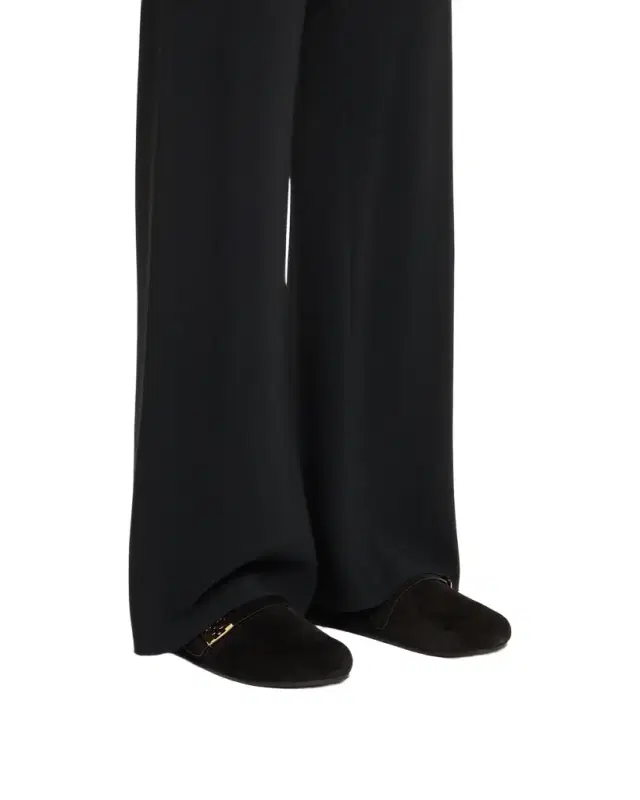 Tory Burch Mellow Suede Shearling Buckle Loafer Mules