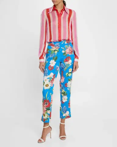 Dolce & Gabbana Stripe Button Down Chiffon Blouse | Thumbnail 2