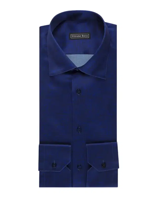 Men 's Textured-Print Silk Sport Shirt