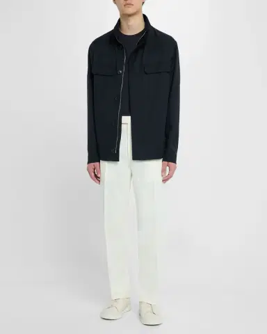 Zegna Men's Solid Microfiber Overshirt | Thumbnail 2 Zegna Men's Solid Microfiber Overshirt | Thumbnail 2