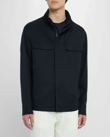 Zegna Men's Solid Microfiber Overshirt | Thumbnail 4 Zegna Men's Solid Microfiber Overshirt | Thumbnail 4