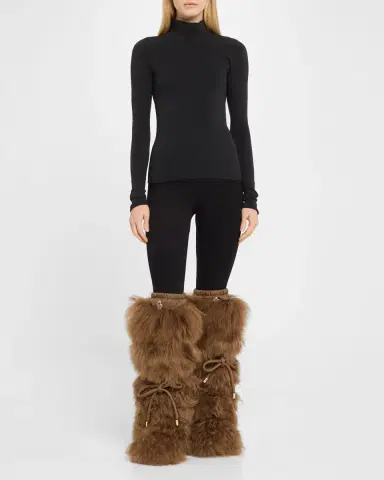 Moncler Gaia Shaggy Shearling Tall Snow Boots | Thumbnail 2