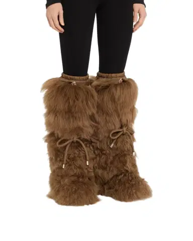 Moncler Gaia Shaggy Shearling Tall Snow Boots | Thumbnail 1