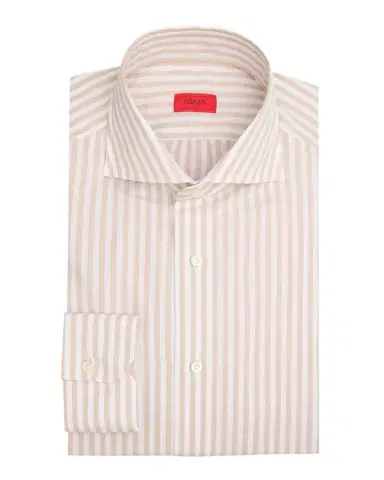 Isaia Men's Cotton and Linen Bengal Stripe Dress Shirt | Thumbnail 1