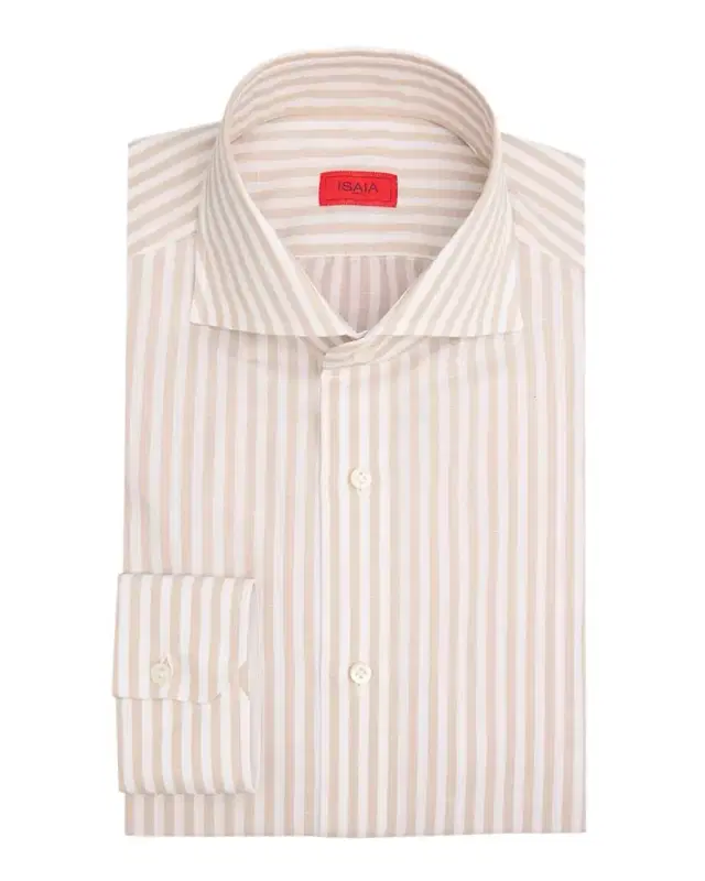 Men's Cotton and Linen Bengal Stripe Dress Shirt