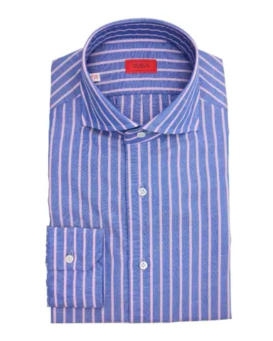 Isaia Men 's Cotton and Linen Stripe Dress Shirt | Thumbnail 1