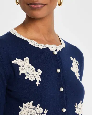 Valentino Garavani Lace Wool Cardigan | Thumbnail 5 Valentino Garavani Lace Wool Cardigan | Thumbnail 5