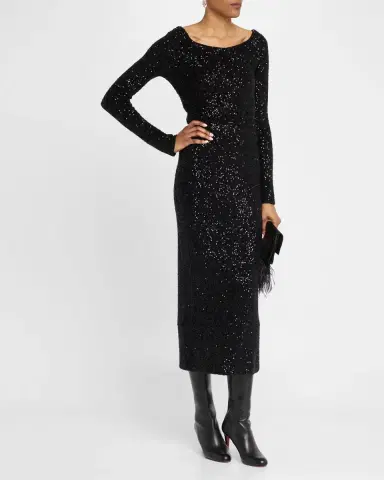 LAPOINTE Sequined Cashmere Midi Skirt | Thumbnail 2