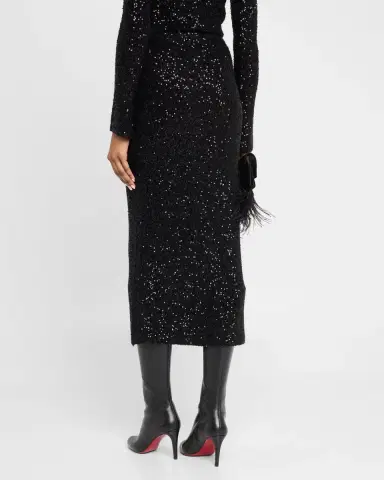 LAPOINTE Sequined Cashmere Midi Skirt | Thumbnail 3