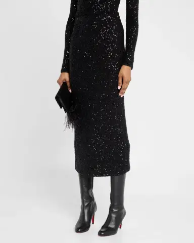 LAPOINTE Sequined Cashmere Midi Skirt | Thumbnail 4