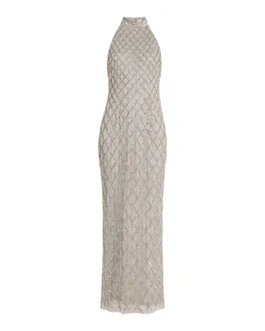 Aidan Mattox Beaded Halter Column Gown | Thumbnail 1 Aidan Mattox Beaded Halter Column Gown | Thumbnail 1
