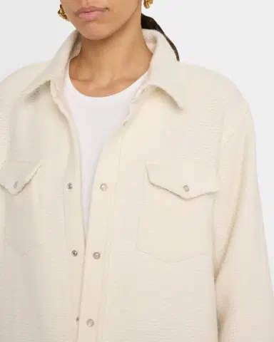 God’s True Cashmere Cashmere Waffle Knit Snap Collared Shirt | Thumbnail 5