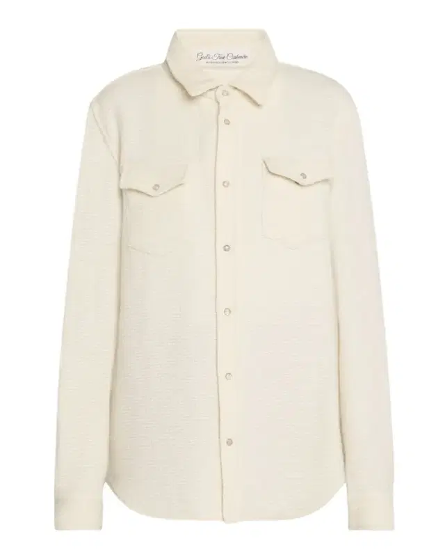 Cashmere Waffle Knit Snap Collared Shirt