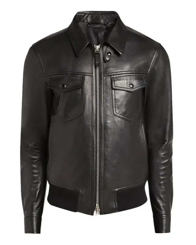 Men 's Napa Leather Full-Zip Blouson Jacket