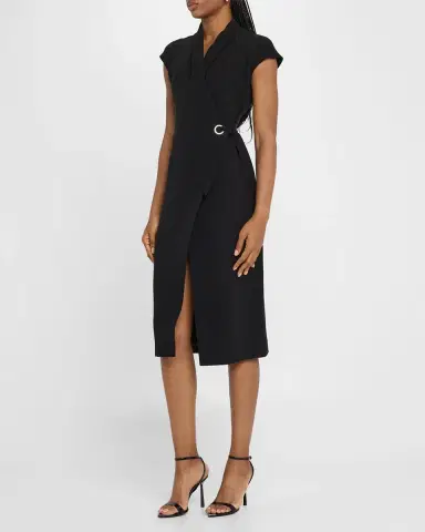 Giorgio Armani Cap-Sleeve Cupro Wrap Midi Dress | Thumbnail 2 Giorgio Armani Cap-Sleeve Cupro Wrap Midi Dress | Thumbnail 2