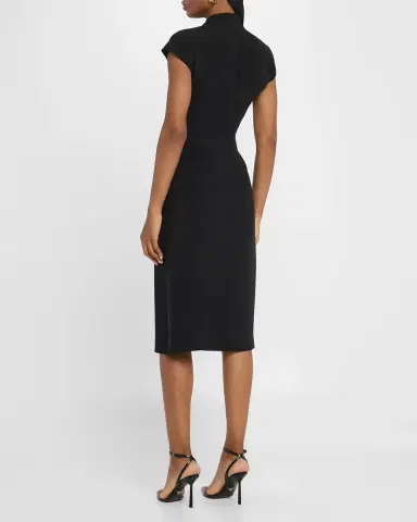 Giorgio Armani Cap-Sleeve Cupro Wrap Midi Dress | Thumbnail 3 Giorgio Armani Cap-Sleeve Cupro Wrap Midi Dress | Thumbnail 3