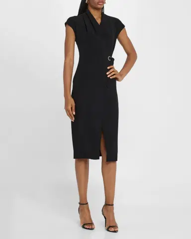 Giorgio Armani Cap-Sleeve Cupro Wrap Midi Dress | Thumbnail 4 Giorgio Armani Cap-Sleeve Cupro Wrap Midi Dress | Thumbnail 4