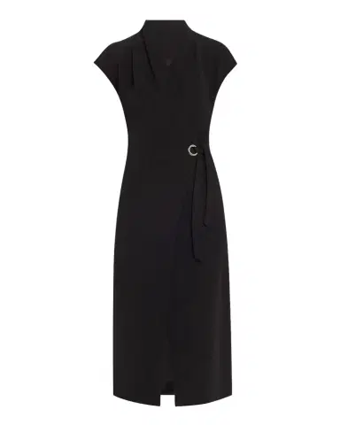 Giorgio Armani Cap-Sleeve Cupro Wrap Midi Dress | Thumbnail 1 Giorgio Armani Cap-Sleeve Cupro Wrap Midi Dress | Thumbnail 1