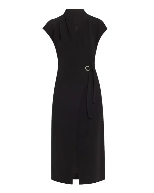 Giorgio Armani Cap-Sleeve Cupro Wrap Midi Dress