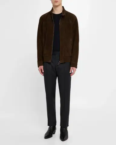 Brioni Men's Suede Full-Zip Blouson | Thumbnail 2