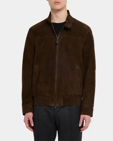 Brioni Men's Suede Full-Zip Blouson | Thumbnail 4