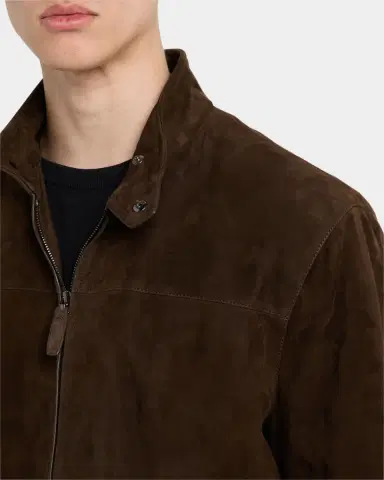 Brioni Men's Suede Full-Zip Blouson | Thumbnail 5
