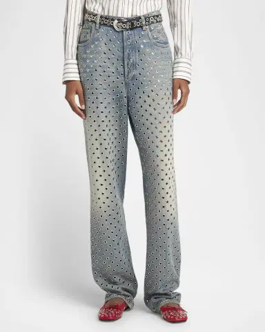 Golden Goose Kim Grommet Sandwash Denim Straight-Leg Jeans | Thumbnail 2 Golden Goose Kim Grommet Sandwash Denim Straight-Leg Jeans | Thumbnail 2