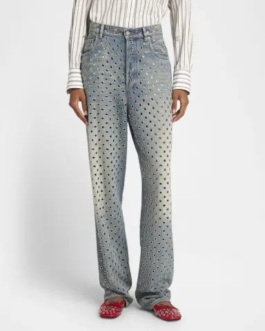 Golden Goose Kim Grommet Sandwash Denim Straight-Leg Jeans | Thumbnail 4 Golden Goose Kim Grommet Sandwash Denim Straight-Leg Jeans | Thumbnail 4