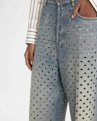 Golden Goose Kim Grommet Sandwash Denim Straight-Leg Jeans | Thumbnail 5 Golden Goose Kim Grommet Sandwash Denim Straight-Leg Jeans | Thumbnail 5