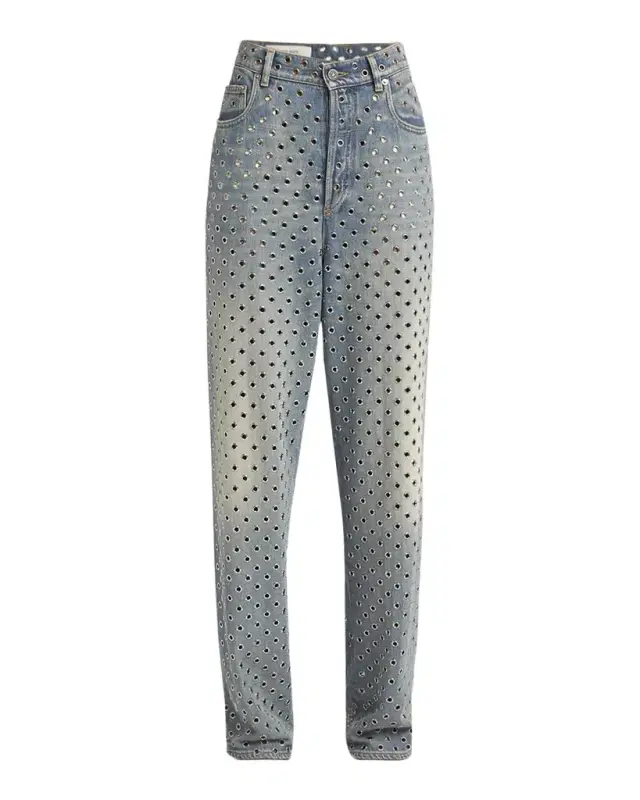 Kim Grommet Sandwash Denim Straight-Leg Jeans