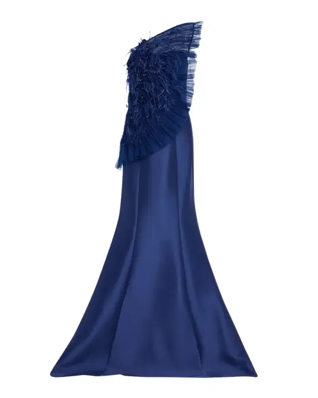 Strapless Feather Ruffle Trumpet Gown Strapless Feather Ruffle Trumpet Gown