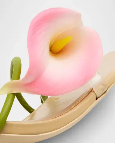 Cult Gaia Ria Calla Lily Leather Comma-Heel Sandals | Thumbnail 4