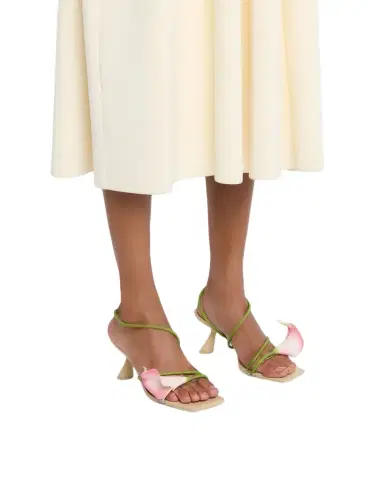Cult Gaia Ria Calla Lily Leather Comma-Heel Sandals | Thumbnail 1