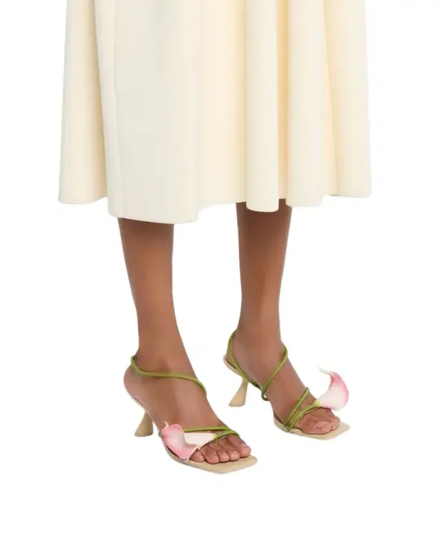 Cult Gaia Ria Calla Lily Leather Comma-Heel Sandals