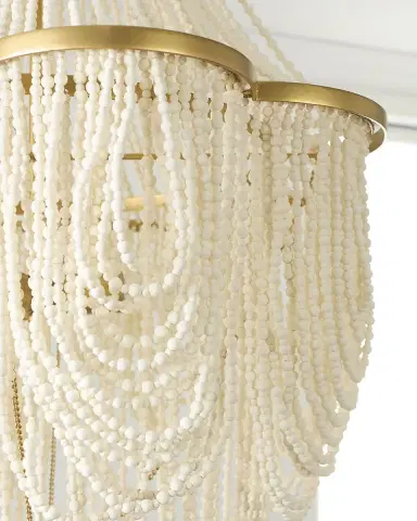 Exclusive Draped Wood Bead 3-Light Chandelier - 42.5" | Thumbnail 2