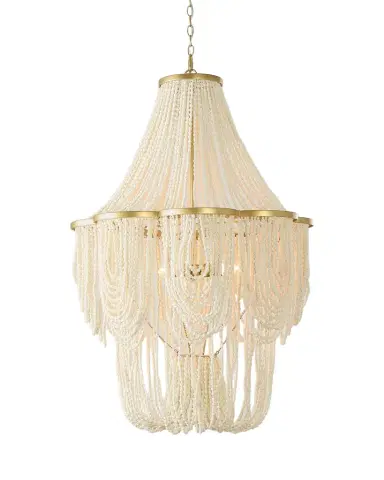 Exclusive Draped Wood Bead 3-Light Chandelier - 42.5" | Thumbnail 1