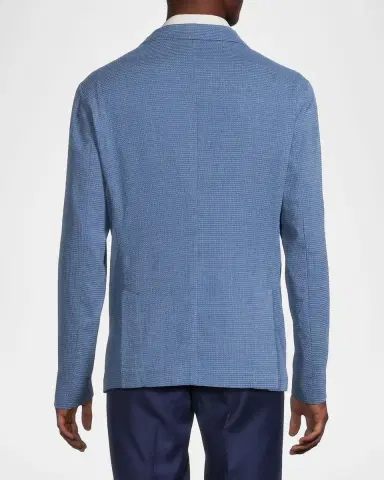 Emporio Armani Men's Wool and Cotton Micro-Box Textured Sport Coat | Thumbnail 3