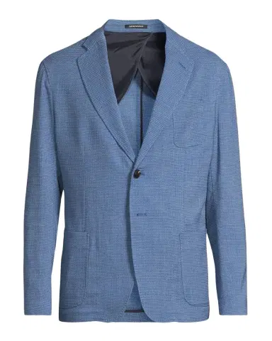 Emporio Armani Men's Wool and Cotton Micro-Box Textured Sport Coat | Thumbnail 1