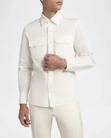 TOM FORD Men 's Cotton-Silk Poplin Western Shirt | Thumbnail 5 TOM FORD Men 's Cotton-Silk Poplin Western Shirt | Thumbnail 5